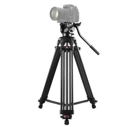 PULUZ Professional Heavy Duty Videokamera Alumiiniseos jalusta nesteen vetopäällä DSLR / SLR-kameralle, säädettävä korkeus: 80-160cm(musta)