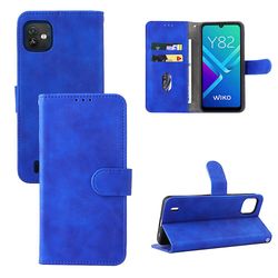 Etui til Wiko Y82 Cover Premium læder med kortholder Flip Folio magnetisk etui Etui Coque - Sort Blå