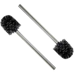 Barsinfi 2 stykker toiletbørste sort børstehoved med håndtag i rustfrit stål 2pcs