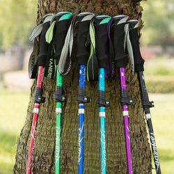 5-osaiset kokoontaitettavat vaellussauvat, kävelykeppi, vaelluskeppi, Naturehike, iskunvaimennussuoja violetti 95-110cm