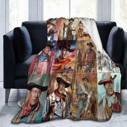 Kerota Heitä huopa kodikas kevyt lämmin erittäin pehmeä mikrofleecehuopa John Näyttelijä Wayne sohvahuopa sohvalle Bed Camping Travel Piknik Outdoo...