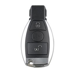 Sinknap Smart Key Fob 2 knapp fjernkontroll sølvkant nøkkelveske med blad for Mercedes-Benz Svart sølvkant