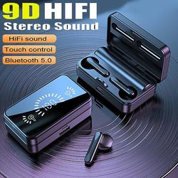 [bluetooth 5.2, 9d Hifi Surrround Sound] Tws trådløse Bluetooth-øretelefoner Cvc8.0 Støjreduktion Bluetooth-headset Led Display Fingeraftryk Touch ...