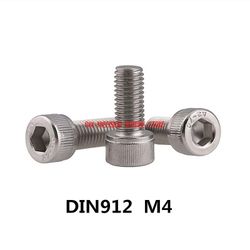 Parafuso Din912 M4 304 Rustfrit stål Hex Socket Head Cap Skruebolte M4*(4/5/6/8/10/12/14/16/18/20/22/25/30/35/40/45/50)