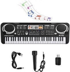 Lasten näppäimistö mikrofonilla, kannettava 61 koskettimen pianonäppäimistö digitaalinen piano lasten näppäimistö aloittelijoille elektroninen pian...