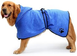 Hund badekåbe blød superabsorberende luksuriøst mikrofiber tørrehåndklæde Blå XL