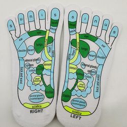 Ceyue Akupressur Fodmassage Skridsikker Fitness Sports Sokker Termisk akupressur Sokker med Massage Stick hvid