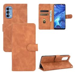 Etui til Oppo Reno 4 4g Cover Premium Læder Med Kortholder Flip Folio Magnetisk Etui Coque - Sort Brown
