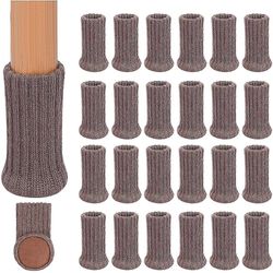 24 stykker stol benbeskytter strikkede møbler fod sokker platform møbler sko Kaffe