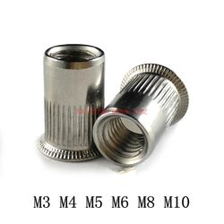 Ægte rustfri stålstang 50stk M3 M4 M5 M6 M8 M10 Rustfrit stål nittemøtrik Lille hovedindsats /sus 304 Blind / Reducer