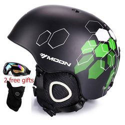 Moon Ski Hjelm Efterår Vinter Voksne Mænd Snowboard Skateboard Skiing Equipment Sports Sikkerhed Snehjelme Beskyttelsesbriller med gaver 10 M(55-58cm)