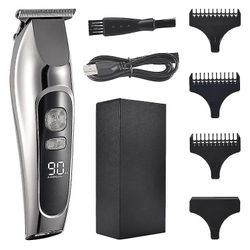 Barber Shop Hair Clipper Profesjonell Hårtrimmer For Menn Sølv med boks