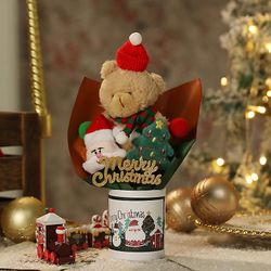 Christmas plysj bjørner myke utstoppede Santa Claus Bear Animal Landskap ornamenter A6