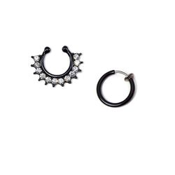 BodyJewelryOnline Faux septum og næse klip sæt sort - 2 stykker