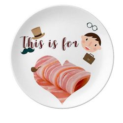 Lamb Roll Raw Meat Food Texture Far Dessert Plate Dekorative Porcelæn 8 tommer Dinner Home