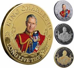 Frusde 4st King Charles III jubileumsmynt, 2023 King Charles Coronation jubileumsmynt, 3d präglat färgtryck