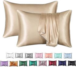 Silkkinen tyynyliina 2 pakkausta, 100% mulperisilkki tyynyliina hiuksille ja iholle, lankamäärä silkkityyny Zekai Keltainen 20 X 26