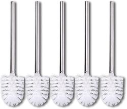 Barsinfi 2 stykker toiletbørste sort børstehoved med håndtag i rustfrit stål Hvid 5pcs