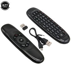 Sajygv Air Mouse Trådløs fjernkontroll For Android Smart TV-boks Retro Keyboard4.2 C120 Engelsk Russisk Spansk 2.4g RF Ny Bakgrunnsbelysning engelsk