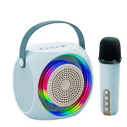 Trådløs karaoke-højttalermikrofon med farvelys Udendørs bærbar karaokemaskine til hjemmefest Blå