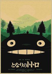 Vintage Retro paperi Anime juliste - Tonari No Totoro Miyazaki - Seinäsisustus - Vintage kodin sisustus - Lastenhuoneen sisustus