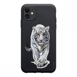 Crazy Kase Sag til iPhone 12 Pro (6.1) silikone mat sort, tiger hvid