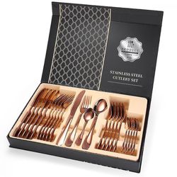 Suren Service rustfrit stål bestik 24pcs/sæt Luksus rustfrit stål Bestik Sæt Steg guld