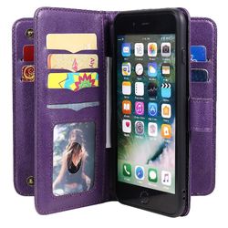 For iPhone 6 Plus 5,5 tommer / 7 Plus 5,5 tommer / 8 Plus 5,5 tommer 10 kortspor mobiltelefon tilfelle stativ deksel