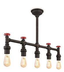 Firstlight Lighting Fabrik 5 Lys Semi Flush Light Rustik Sort, E27