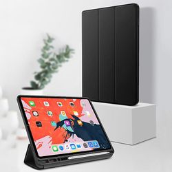 JVY TOTUDESIGN Vandret Flip TPU læderetui til iPad Pro 12,9 tommer (2018), med holder &søvn / wake-up funktion (sort)