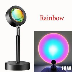 HSEXCEL Rainbow solnedgang projektor lampe 360 ° justerbar spotlight galakse projektor til levende broadcast baggrund decor USB bordlampe 10w regnbue