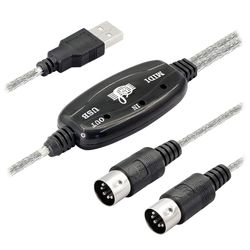 USB Midi-kabeladapter, USB Type A han til Midi Din 5-benet ind-ud-kabelgrænseflade med LED-indikator - Jnnjv