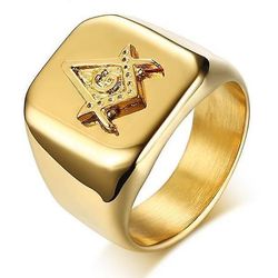 Bricks Masons Master mason firkantet kompas g frimurerisk ring-guld farve 9