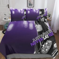 Justin Bieber Pussilakana Chanteurs Pop Vuodevaatteet Peitto- ja tyynynpäälliset Pehmeä haalistumaton Hengittävä 3D-tulostettu pussilakanasarja Muo...