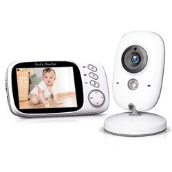 Babymonitor med kamera og nattsyn, babymonitor video trådløs 3.2-tommers LCD-skjerm med Vox-modus, toveis snakk