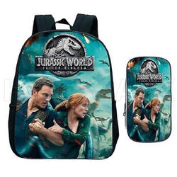 Jurassic Park Cartoon School Reppu Sarjakuva Kevennä päiväkodin koululaukku Dinosaurukset World 12 tuuman 3D-tulostus lapsille 3-6Y Hopea