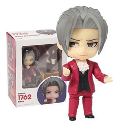 Visgaler Ace Attorney 1761 Phoenix Wright 1762 Miles Edgeworth Q Ansigtsdukke Action Figur Samlerbar Model Legetøjsgave Boks fra 1762