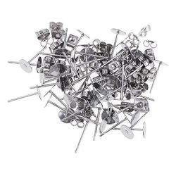 2x25 par flade øreringe i rustfrit stål Pin Post Ear Stud Back DIY fund