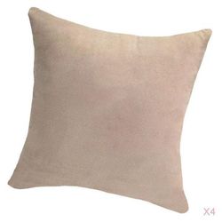 4 stk ensfarget semsket skinn Fløyel Putetrekk Kast Putevar Beige-60x60cm