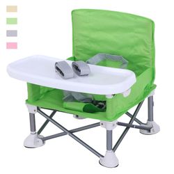 Szkxv Baby Travel Booster Seat, Toddler foldbar campingstol, bærbar baby sæde Grøn