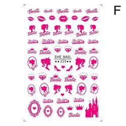 2023 Barbie Style Nail Art Klistermærker Sød pige Nail Stickers DIY Cartoon Nail Art Klistermærker One Size She229