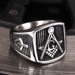 Bricks Masons Master mason firkantet kompas vintage frimurerisk ring 9