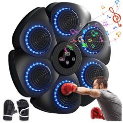 Älykäs musiikin nyrkkeilyvalmentaja nyrkkeilyhanskoilla, kodin interaktiivinen seinänyrkkeilylaukku aikuisille, teini-ikäisille Musta