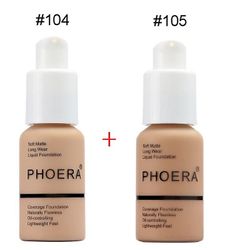 Phoera 2stk / sett Liquid Coverage Foundation Facial Base Cream Brighten Moisturizer Mineral Full 104-105