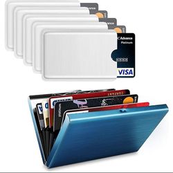 Kreditkort + 6 stykker Anti-piratkopiering bankkort taske, aluminium kortholder business case, 6 slots til dine kreditkort, cool slim metal visitko...