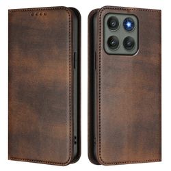 Motorola Edge 60 Pro 5G lompakkokotelot Retro Texture nahkainen puhelimen kuori Ruskea