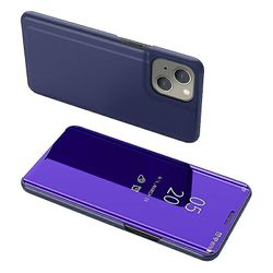 Crexa Til Iphone 13 Mini Phone Case Se vindue Galvanisering Spejl Overflade Læder Stand Cover Cell5.4 Mørkeblå