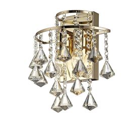 Inspired Lighting Inina væglampe skiftede 2 lys E14 fransk guld, krystal