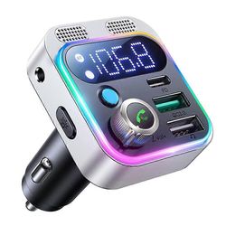 Bluetooth 5.0 FM-lähetin MP3-sovittimen laturi Handfree Dual Mics 48W