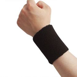 2pcs Hånd Band Sweat Wrist Support Brace Wraps Guards Gym Volleyball Basketball Bomuld Armbånd Sport Sweatband Sports Sikkerhed Sort